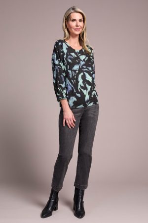 Soft Yarn Three-Quarter Sleeve Crewneck Sweater-Mint