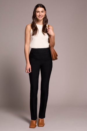 Petite Bengaline Stretch Flatten It® Pull-On Pants-Black