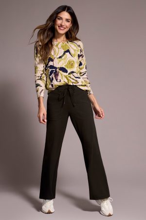 Signature Every Body Stretch Ponte Palazzo Pull-On Pants-Dk ivy