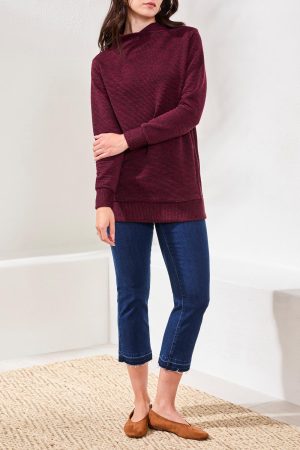 Long-Sleeve Tunic With Invisible Pockets-Wine
