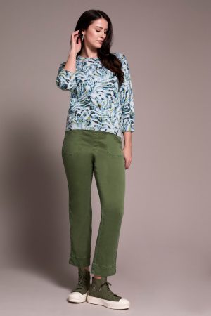 Soft Yarn Three-Quarter Sleeve Crewneck Sweater-Mistblue