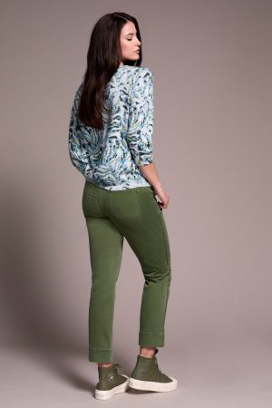 Soft Yarn Three-Quarter Sleeve Crewneck Sweater-Mistblue