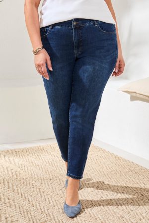 Sophia Curvy Fit Ankle Jeans-Deepocean