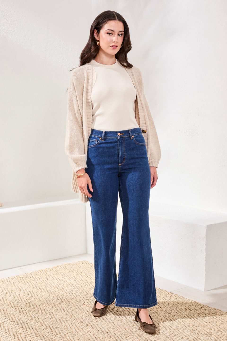 Brooke High Rise Palazzo Jeans-Bluedream