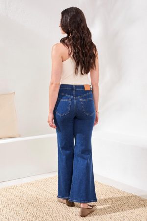 Brooke High Rise Palazzo Jeans-Bluedream