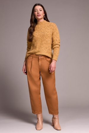 Audrey Mid Rise Girlfriend Barrel Crop Jeans-Biscotti