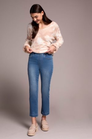 Audrey Pull-On Crop Straight Jeans With Front Crease-Truevintage