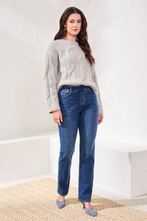 Sophia Curvy Boundless Stretch Pull-On Straight Leg Jeans-Fadedblue