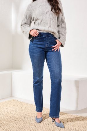 Sophia Curvy Boundless Stretch Pull-On Straight Leg Jeans-Fadedblue