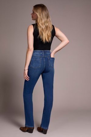 Sophia Curvy Boundless Stretch Denim Pull-On Straight Leg Jeans-Darknight