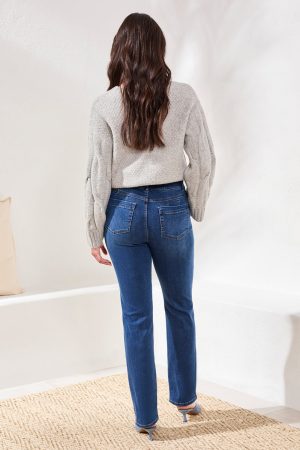 Sophia Curvy Boundless Stretch Pull-On Straight Leg Jeans-Fadedblue