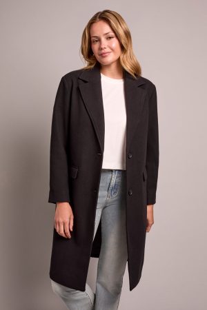 Ultra-Soft Knit Coat With Removable Fooler Hoodie-Black