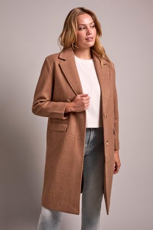 Ultra-Soft Knit Coat With Removable Fooler Hoodie-Biscotti