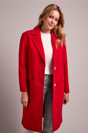 Ultra-Soft Knit Coat With Removable Fooler Hoodie-Rouge