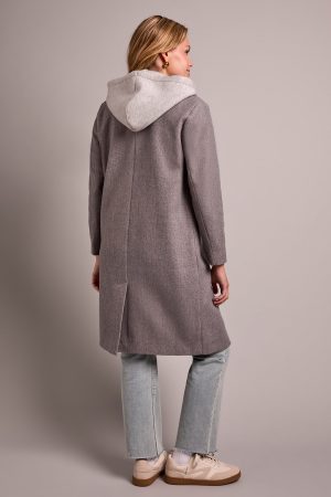 Ultra-Soft Knit Coat With Removable Fooler Hoodie-LtGreyMix