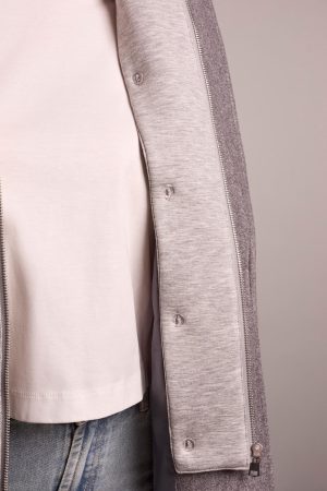 Ultra-Soft Knit Coat With Removable Fooler Hoodie-LtGreyMix