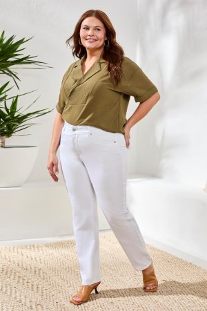 Sophia Curvy Straight Leg Jeans-White
