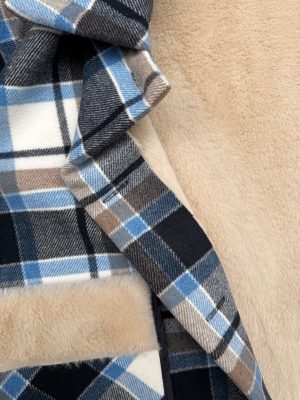 Plaid Jacket With Sherpa Trim and Lining-Sapphire