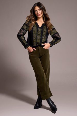 Soft Stretch Corduroy High Rise Ankle Pant-Ivy