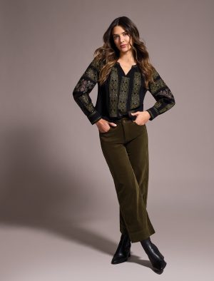 Embroidered Boho Blouse-Black