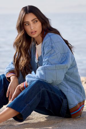 Blue Thread Oversized Cotton Quilted Bomber Jacket-Outoftheblue