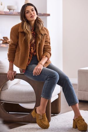 Soft Boucle Button-Front Jacket-Gingerspice