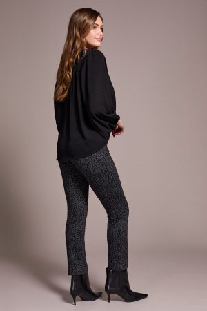 Airflow Long Sleeve Mandarin Collar Blouse-Black