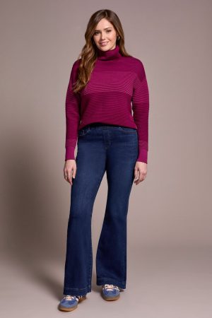 Audrey Boundless Stretch Denim Pull-On Flare Jeans-Darknight