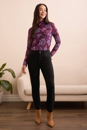 Audrey Boundless Stretch Denim Straight Leg Crop Jeans-Black