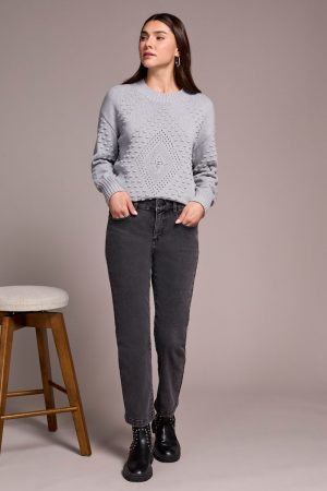 Audrey Boundless Stretch Denim Straight Leg Crop Jeans-Charcoal