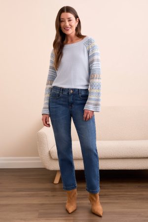 Audrey Boundless Stretch Denim Straight Leg Crop Jeans-Darknight