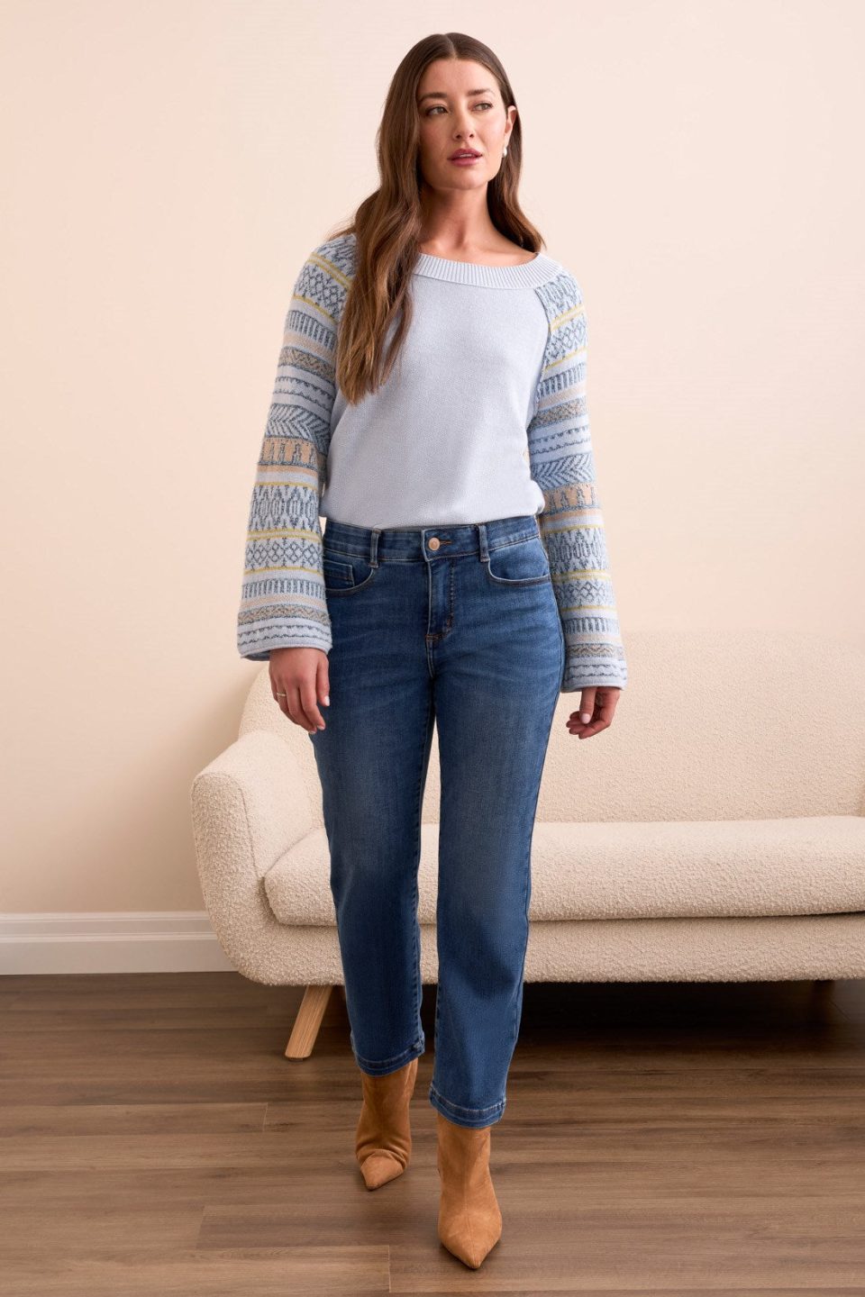 Audrey Boundless Stretch Denim Straight Leg Crop Jeans-Darknight