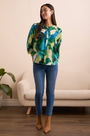 Audrey Straight Crop Jeans With Embroidery-Dk eclipse