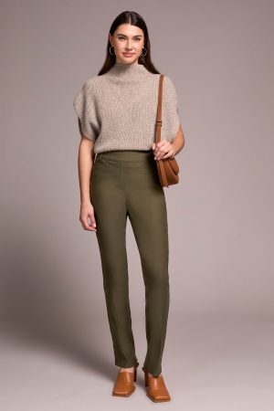 Bengaline Stretch Flatten It® Pull-On Pants-Ivy