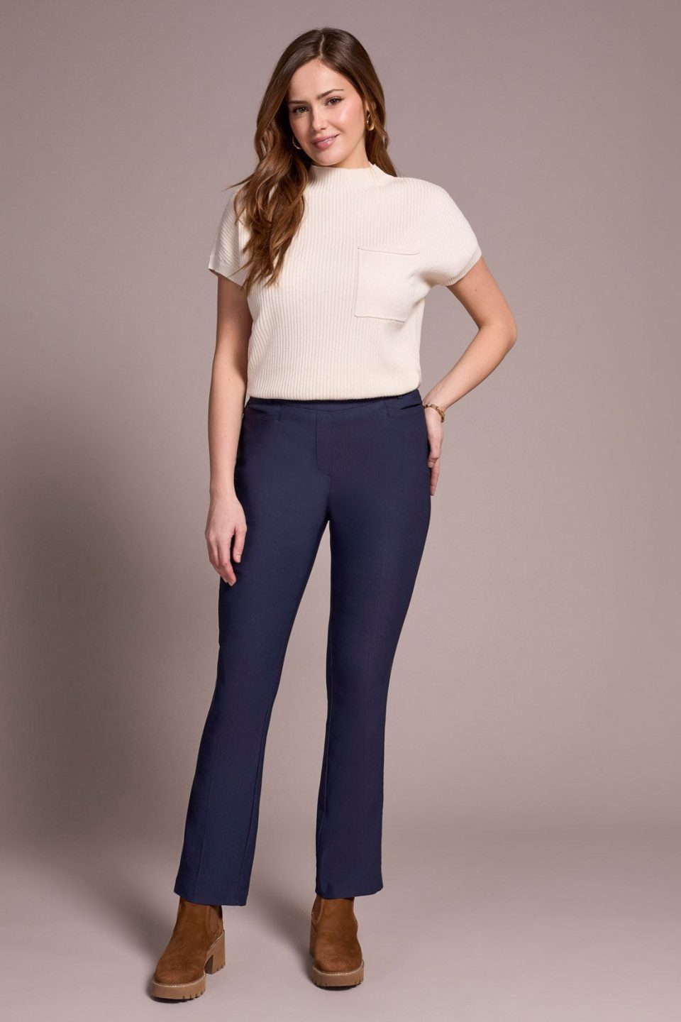 Bengaline Stretch Flatten It® Pull-On Pants-Sapphire
