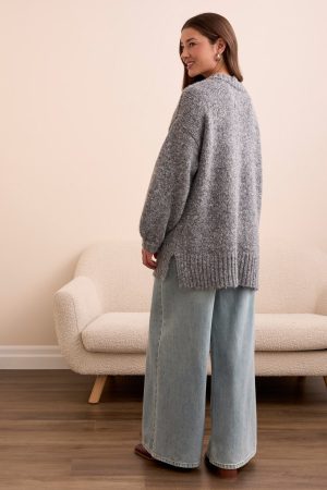 Blue Thread Oversize Puff Sleeve Sweater Cardigan-H charcoal