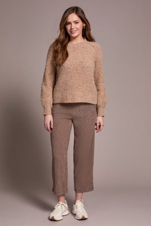 Boucle Long-Sleeve Crew Neck Sweater-Icelatte