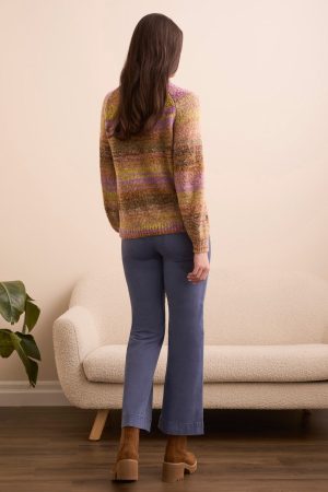 Boucle Yarn Mock Neck Puff Sleeve Sweater-Cameo