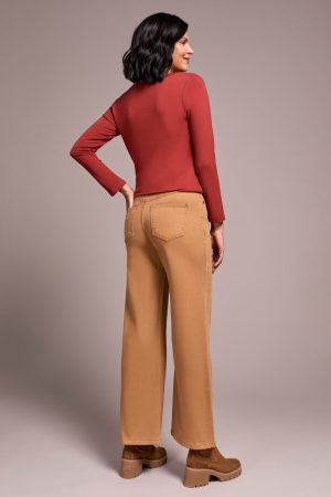 Brooke High Rise Hugging Wide Leg Jeans-Biscotti