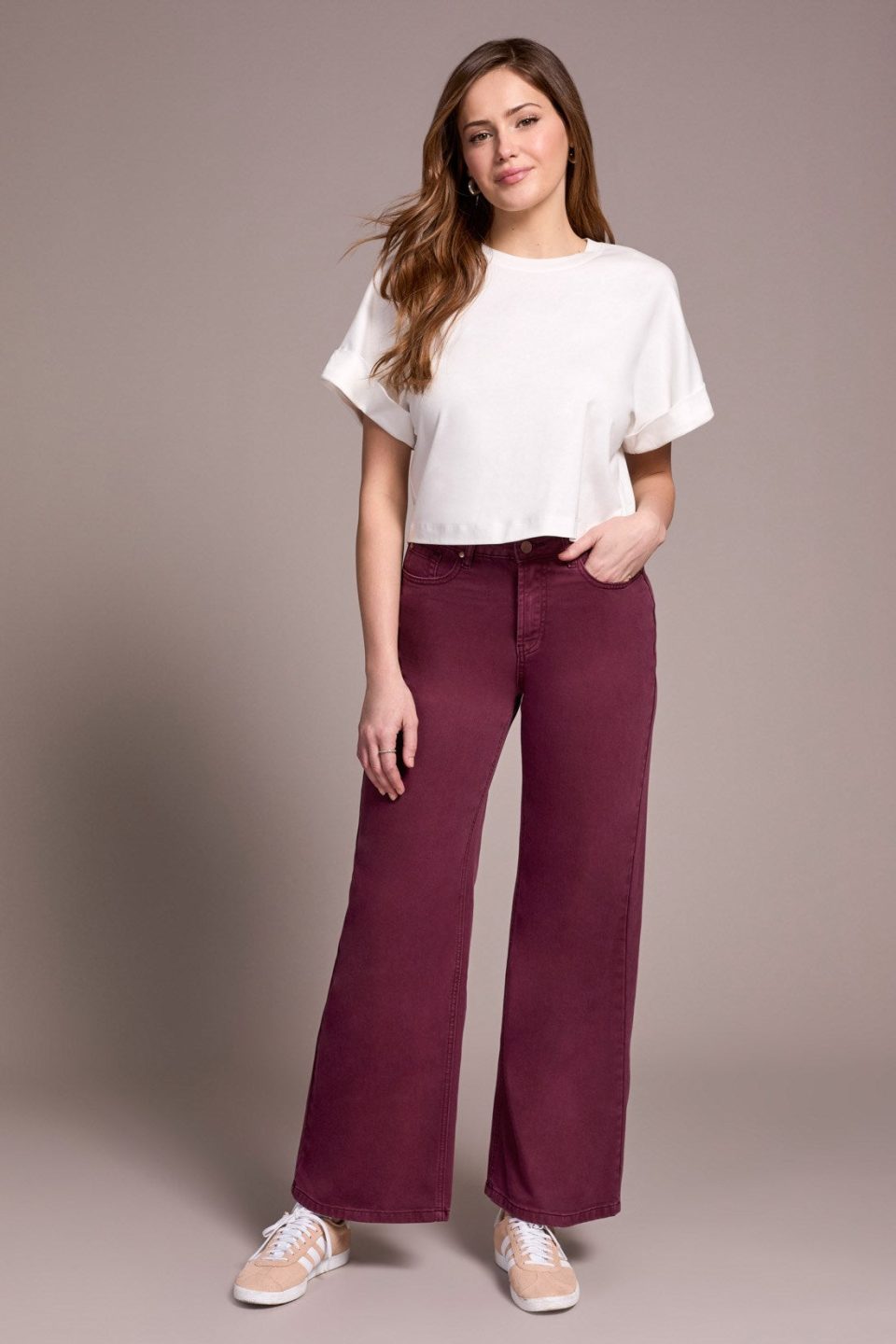 Brooke High Rise Hugging Wide Leg Jeans-Passion plum