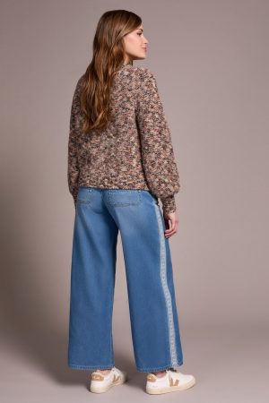 Button-Front Crew Neck Sweater Cardigan-M almond latte