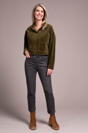 Button-Front Stretch Corduroy Jacket-Ivy