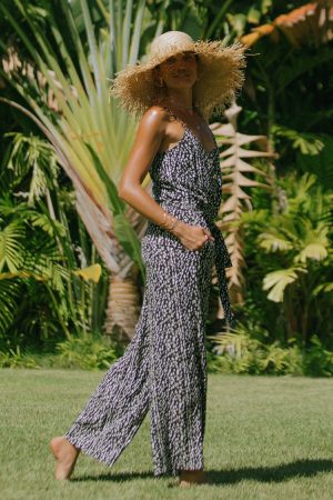 IBIZA BUTTON-FRONT TIE-WAIST JUMPSUIT-Ibiza