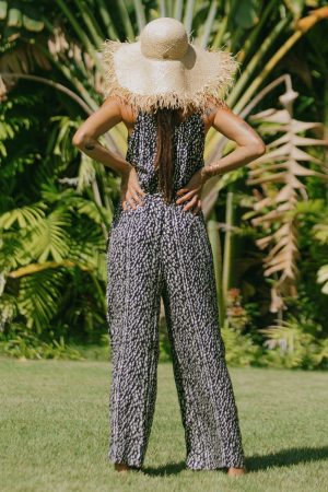 IBIZA BUTTON-FRONT TIE-WAIST JUMPSUIT-Ibiza
