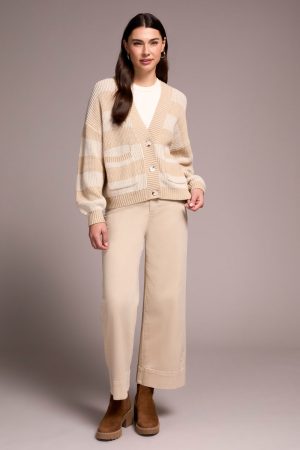 Buttoned-Front Sweater Cardigan-H latte