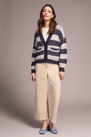 Buttoned-Front Sweater Cardigan-Sapphire