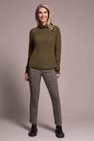 Cable Knit Mock Neck Sweater-Ivy