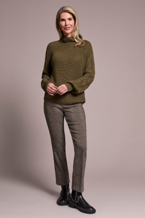 Cable Knit Mock Neck Sweater-Ivy