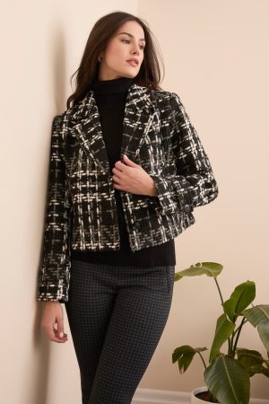 Tweed Boucle Chuncky Lined Blazer-Black