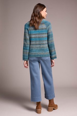 Combed Cotton V-Neck Sweater-Celestial